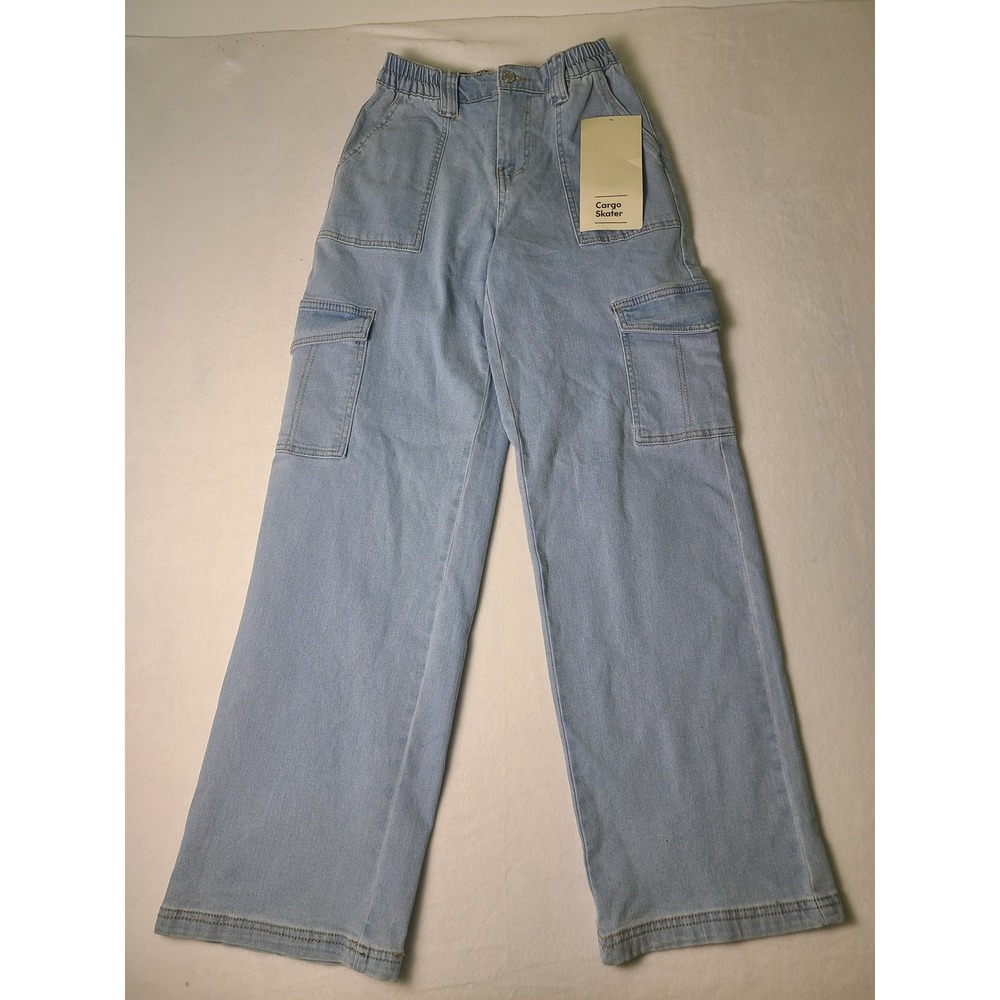NWT! Cargo Skater Jeans W XS Light Wash Wide Leg Denim Pockets Grunge Y2K Indie